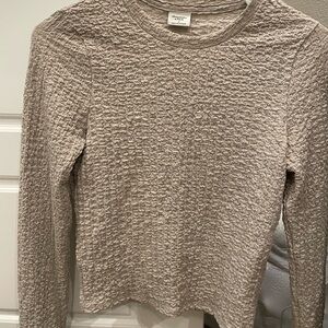 Abercrombie & Fitch Textured Taupe Long Sleeve Top